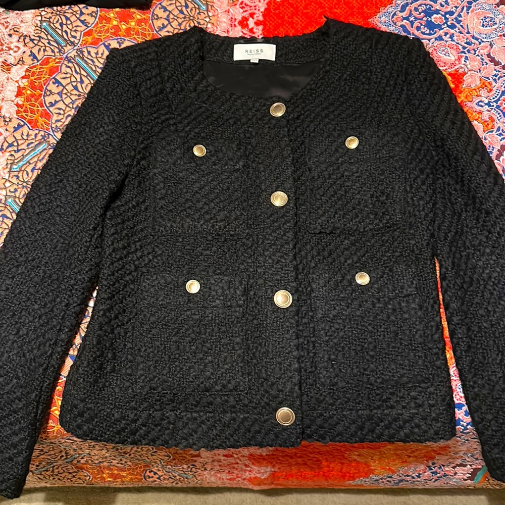 Reiss wool-blend jacket with gold tone buttons